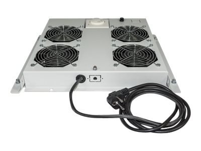 Intellinet 4-Fan Ventilation Unit for 19" Racks, Roof Mount, with Thermostat, Grey - Taca wentylatorów stojaka - z 4 wentylatory
