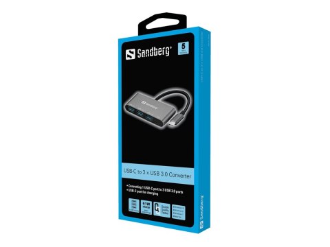 Sandberg USB-C to 3 x USB 3.0 Converter - Adapter USB - USB-C - USB 3.0 x 3