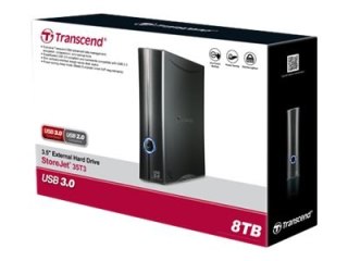 Transcend StoreJet 35T3 - Dysk twardy - 8 TB - zewnętrzny (komputer stacjonarny) - 3,5" - USB 3.0 - 256 bitów AES