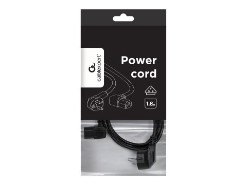 Gembird PC-186A-VDE - Kabel zasilający - power CEE 7/7 (M) kątowe do power IEC 60320 C13 kąt prosty - 10 A - 1.8 m - odlewany - 