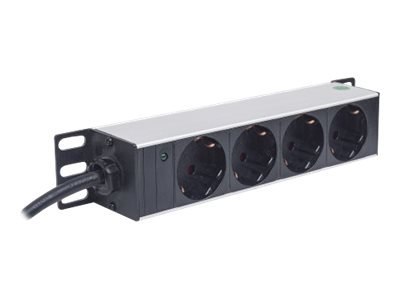 Intellinet 10" 1U Rackmount 4-Way Power Strip - German Type", With Power Indicator, No Surge Protection, 1.8m Power Cord - Linka