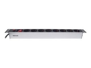 Intellinet 19" 1U Rackmount 8-Way Power Strip - German Type, With On/Off Switch and Overload Protection, 3m Power Cord - Linka z