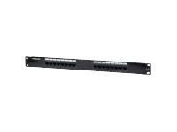 Intellinet Patch Panel, Cat5e, UTP, 16-Port, 1U, Black - Krosownica - CAT 5e - UTP - RJ-45 X 16 - czarny - 1U - 19"