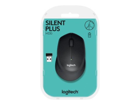 Logitech M330 SILENT PLUS - Mysz - 3 przyciski - bezprzewodowa - 2.4 GHz - odbiornik bezprzewodowy USB - czarny