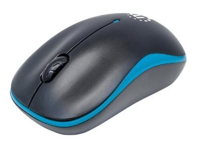 Manhattan Success Wireless Mouse, Black/Blue, 1000dpi, 2.4Ghz (up to 10m), USB, Optical, Three Button with Scroll Wheel, USB mic