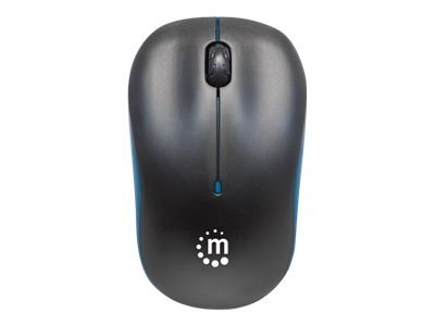 Manhattan Success Wireless Mouse, Black/Blue, 1000dpi, 2.4Ghz (up to 10m), USB, Optical, Three Button with Scroll Wheel, USB mic