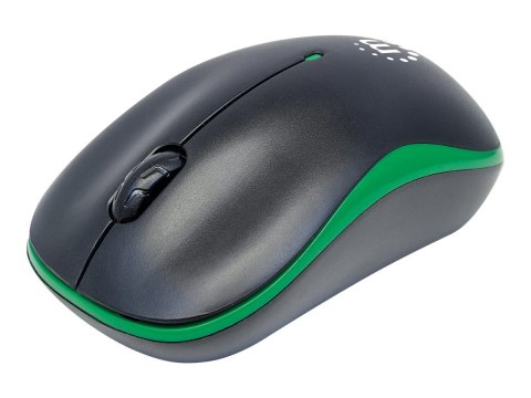 Manhattan Success Wireless Mouse, Black/Green, 1000dpi, 2.4Ghz (up to 10m), USB, Optical, Three Button with Scroll Wheel, USB mi