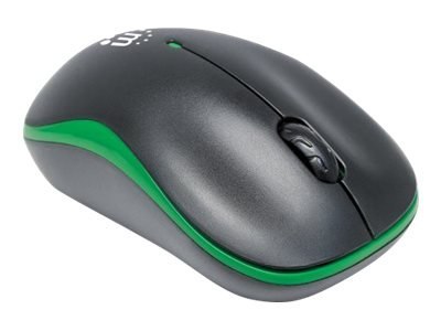 Manhattan Success Wireless Mouse, Black/Green, 1000dpi, 2.4Ghz (up to 10m), USB, Optical, Three Button with Scroll Wheel, USB mi