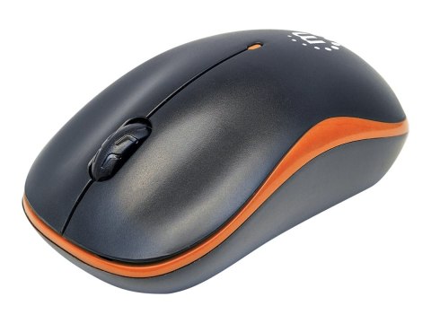 Manhattan Success Wireless Mouse, Black/Orange, 1000dpi, 2.4Ghz (up to 10m), USB, Optical, Three Button with Scroll Wheel, USB m