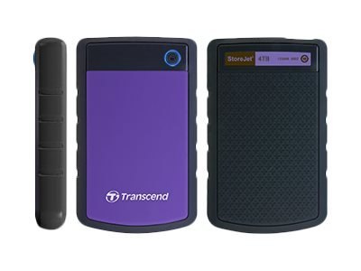 Transcend StoreJet 25H3P - Dysk twardy - 4 TB - zewnętrzny (przenośne) - 2,5" - USB 3.0 - 256 bitów AES - purpurowy