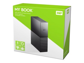WD My Book WDBBGB0080HBK - Dysk twardy - zaszyfrowany - 8 TB - zewnętrzny (komputer stacjonarny) - USB 3.0 - 256 bitów AES - cza