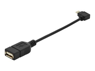 ASSMANN - Przejściówka USB - USB (F) do Micro-USB Typ B (M) - USB 2.0 OTG - 20 cm - odlewany, złącze 90° - czarny