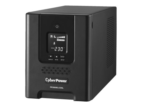CyberPower Professional Tower Series PR3000ELCDSL - UPS - AC 230 V - 2700 wat - 3000 VA - 9 Ah - RS-232, USB - złącza wyjściowe: