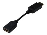 DIGITUS - Adapter wideo - DisplayPort 20-pin męski do HDMI żeński - 15 cm - podwójne ekranowanie - czarny