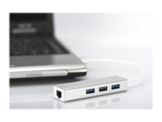 DIGITUS DA-70250-1 - Koncentrator - 3 x SuperSpeed USB 3.0 + 1 x 10/100/1000 - stacjonarny