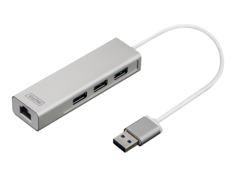 DIGITUS DA-70250-1 - Koncentrator - 3 x SuperSpeed USB 3.0 + 1 x 10/100/1000 - stacjonarny