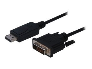 DIGITUS - Kabel do ekranu - DisplayPort 20-pin (P) do DVI-D (P) z zatrzaskiem - 2 m - odlewany, wkręt skrzydełkowy - czarny