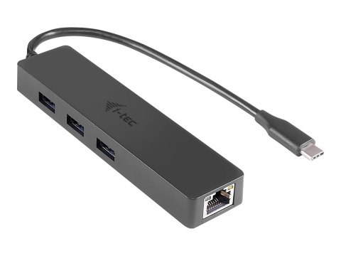 I-Tec USB C Slim 3-port HUB with Gigabit Ethernet adapter - Koncentrator - 3 x SuperSpeed USB 3.0 + 1 x 10/100/1000 - stacjonarn