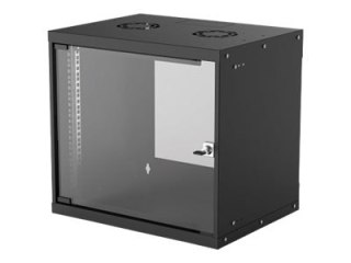 Intellinet Network Cabinet, Wall Mount (Basic), 9U, Usable Depth 340mm/Width 485mm, Black, Flatpack, Max 50kg, Glass Door, 19", 