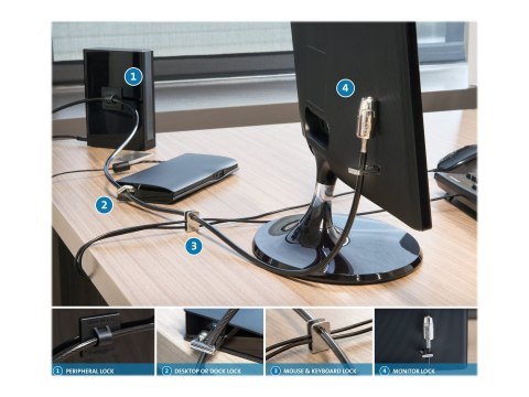 Kensington Desktop and Peripherals Standard Keyed Locking Kit 2.0 - Linka blokady - 2.4 m