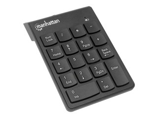 Manhattan Numeric Keypad, Wireless (2.4GHz), USB-A Micro Receiver, 18 Full Size Keys, Black, Membrane Key Switches, Auto Power M
