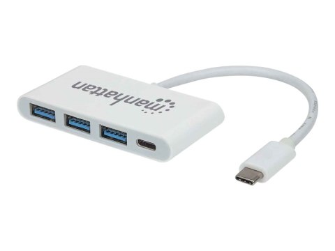 Manhattan USB-C Dock/Hub, Ports (x4): USB-A (x3) and USB-C, 5 Gbps (USB 3.2 Gen1 aka USB 3.0), With Power Delivery (60W) to USB-