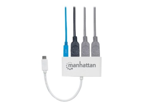 Manhattan USB-C Dock/Hub, Ports (x4): USB-A (x3) and USB-C, 5 Gbps (USB 3.2 Gen1 aka USB 3.0), With Power Delivery (60W) to USB-