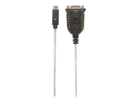 Manhattan USB-C to Serial Converter, Male to Male, USB-C to Serial/RS232/COM/DB9 Port, Prolific PL-2303RA Chip, Cable 45cm, Silv