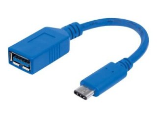 Manhattan USB-C to USB-A Cable, 15cm, Male to Female, 5 Gbps (USB 3.2 Gen1 aka USB 3.0), 3A (fast charging), SuperSpeed USB, Blu