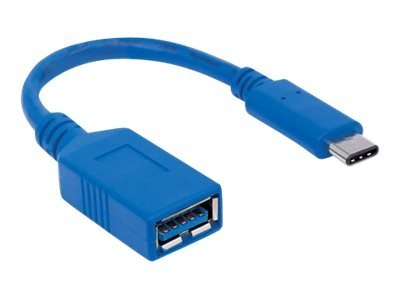 Manhattan USB-C to USB-A Cable, 15cm, Male to Female, 5 Gbps (USB 3.2 Gen1 aka USB 3.0), 3A (fast charging), SuperSpeed USB, Blu