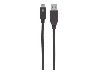 Manhattan USB-C to USB-A Cable, 1m, Male to Male, 10 Gbps (USB 3.2 Gen2 aka USB 3.1), 3A (fast charging), SuperSpeed+ USB, Black