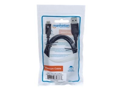 Manhattan USB-C to USB-A Cable, 1m, Male to Male, 10 Gbps (USB 3.2 Gen2 aka USB 3.1), 3A (fast charging), SuperSpeed+ USB, Black