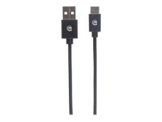 Manhattan USB-C to USB-A Cable, 1m, Male to Male, Black, 480 Mbps (USB 2.0), Hi-Speed USB, Lifetime Warranty, Polybag - Kabel US