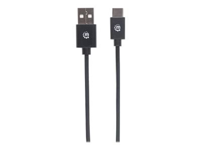 Manhattan USB-C to USB-A Cable, 1m, Male to Male, Black, 480 Mbps (USB 2.0), Hi-Speed USB, Lifetime Warranty, Polybag - Kabel US