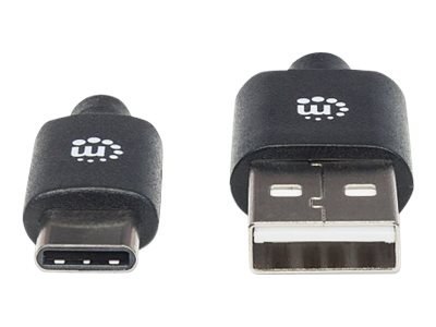Manhattan USB-C to USB-A Cable, 1m, Male to Male, Black, 480 Mbps (USB 2.0), Hi-Speed USB, Lifetime Warranty, Polybag - Kabel US