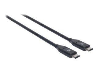 Manhattan USB-C to USB-C Cable, 1m, Male to Male, Black, 10 Gbps (USB 3.2 Gen2 aka USB 3.1), 3A (fast charging), SuperSpeed+ USB