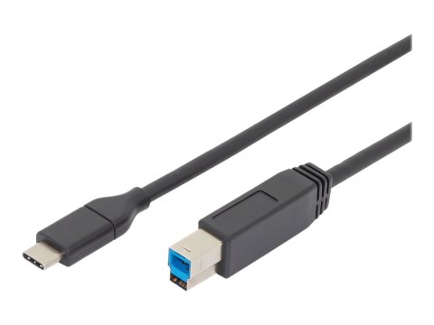 ASSMANN - Kabel USB - USB-C (M) do USB Type B (M) - USB 3.0 - 3 A - 1.8 m - odlewany - czarny