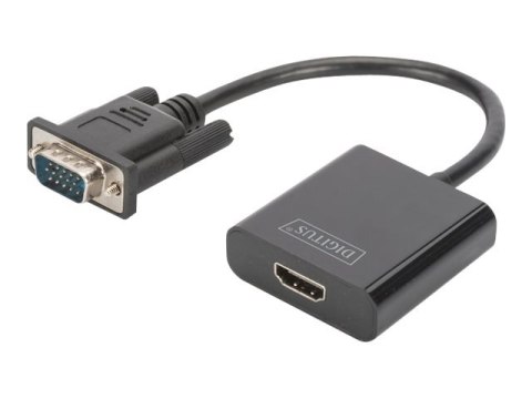 DIGITUS DA-70473 - Adapter wideo - HD-15 (VGA) męski do HDMI żeński - 15 cm - czarny - obsługa 1080p
