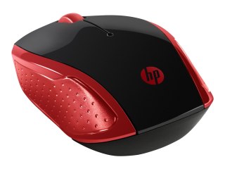 HP 200 - Mysz - prawo i leworęczna - optyczna - bezprzewodowa - 2.4 GHz - odbiornik bezprzewodowy USB - czerwony