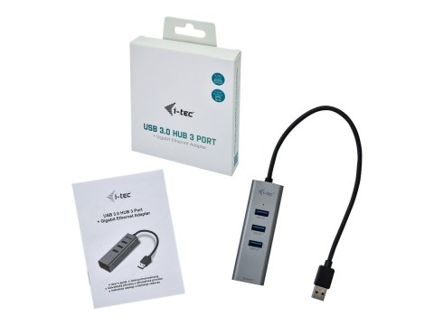 I-Tec USB 3.0 Metal 3-Port - Koncentrator - 3 x SuperSpeed USB 3.0 + 1 x 10/100/1000 - stacjonarny