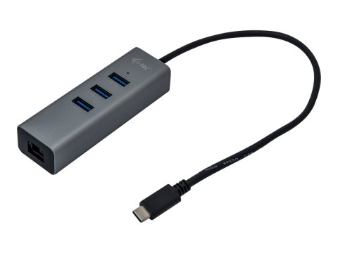I-Tec USB-C Metal 3-Port - Koncentrator - 3 x SuperSpeed USB 3.0 + 1 x 10/100/1000 - stacjonarny