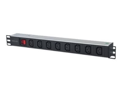 Intellinet 19" 1U Rackmount 8-Output C13 Power Distribution Unit (PDU), With Removable Power Cable and Rear C20 Input - Jednostk