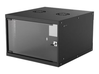 Intellinet Network Cabinet, Wall Mount (Basic), 6U, Usable Depth 500mm/Width 485mm, Black, Flatpack, Max 50kg, Glass Door, 19", 