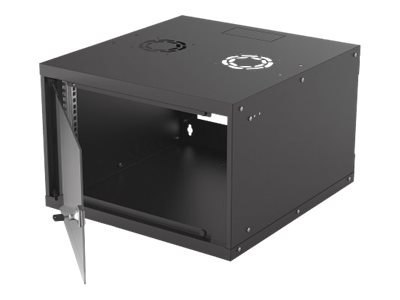 Intellinet Network Cabinet, Wall Mount (Basic), 6U, Usable Depth 500mm/Width 485mm, Black, Flatpack, Max 50kg, Glass Door, 19", 