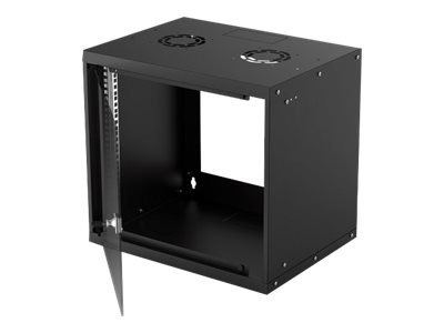 Intellinet Network Cabinet, Wall Mount (Basic), 9U, Usable Depth 340mm/Width 485mm, Black, Flatpack, Max 50kg, Glass Door, 19", 