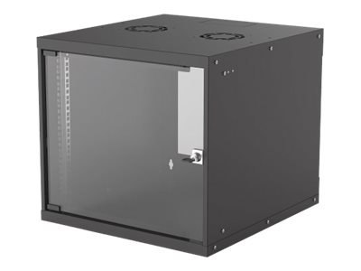 Intellinet Network Cabinet, Wall Mount (Basic), 9U, Usable Depth 500mm/Width 485mm, Black, Flatpack, Max 50kg, Glass Door, 19", 