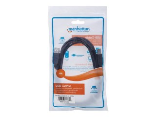 Manhattan USB-A to USB-B Cable, 1m, Male to Male, 480 Mbps (USB 2.0), Hi-Speed USB, Black, Lifetime Warranty, Polybag - Kabel US