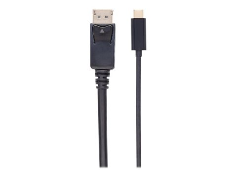 Manhattan USB-C to DisplayPort Cable, 4K@60Hz, 2m, Male to Male, Black, Three Year Warranty, Polybag - Kabel portu wyświetlacza 