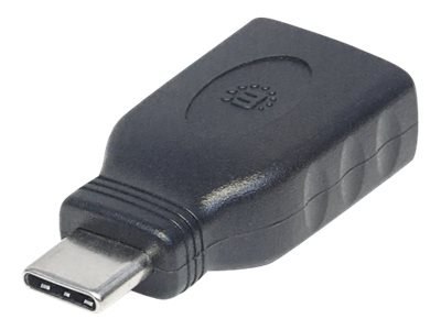 Manhattan USB-C to USB-A Adapter, Male to Female, 5 Gbps (USB 3.2 Gen1 aka USB 3.0), SuperSpeed USB, Black, Lifetime Warranty, P