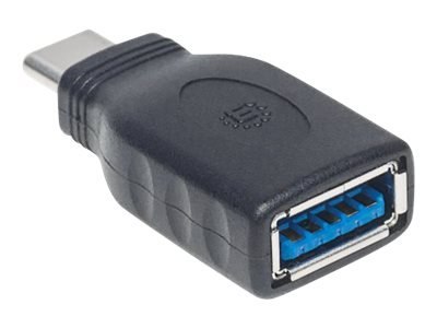 Manhattan USB-C to USB-A Adapter, Male to Female, 5 Gbps (USB 3.2 Gen1 aka USB 3.0), SuperSpeed USB, Black, Lifetime Warranty, P
